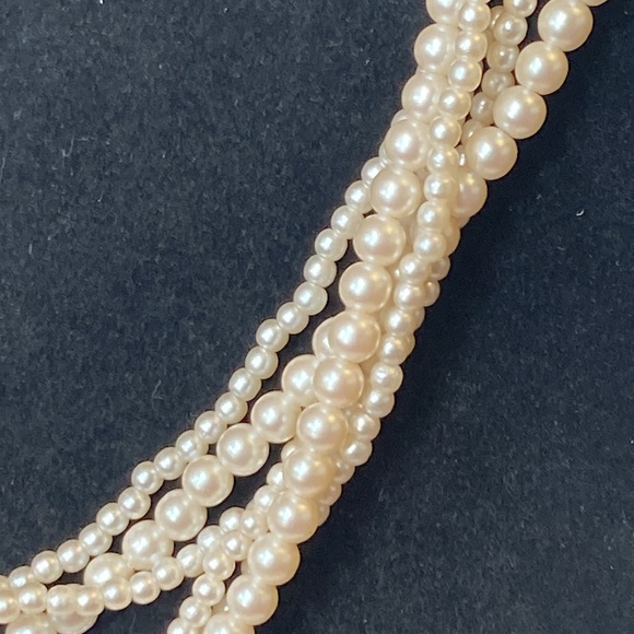 18" Multi Strand Small Beaded Faux Pearl Necklace - Picture 3 of 10